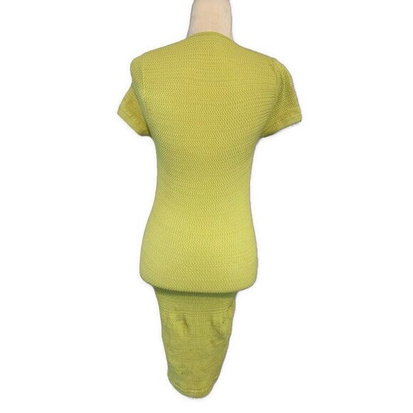 Sunday Best Aritzia Moss Green Yellow Short Sleeve Mini Bodycon Dress Small - Picture 2 of 5
